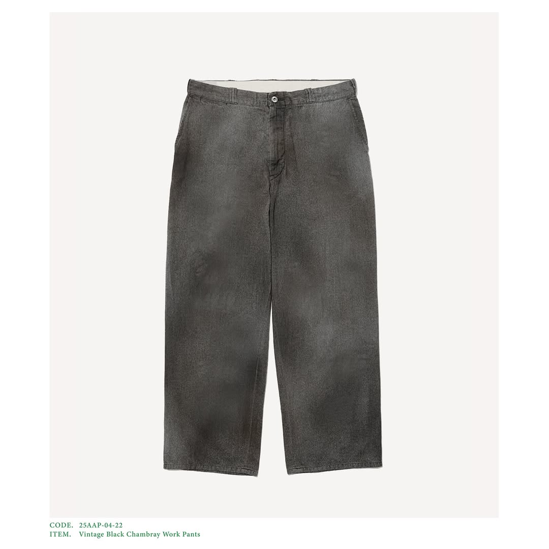 A.PRESSE 25AW Vintage Black Chambray Work Pants